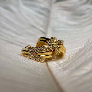 Gold -Tone Plated & Crystals Clip On Earrings Loops - Swarovski